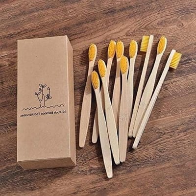 Bamboe Tandenborstel - Houten Tandenborstel - Dagelijkse Mondverzorging - Zachte Tip Haren - 10 Stuks - Geel