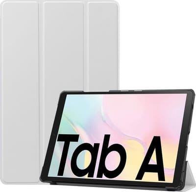 Hoes - Geschikt voor Samsung Galaxy Tab A7 (2020) - Dun & Stevig - Trifold Bookcase - Hard Cover - Hardcover Book Case - Tablet Hoesje - Wit