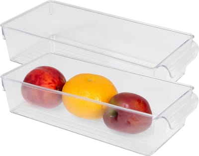 Urban Living Koelkast organizer mand/bak - 2x - transparant - kunststof - L32 x B15 x H7cm - 3 liter