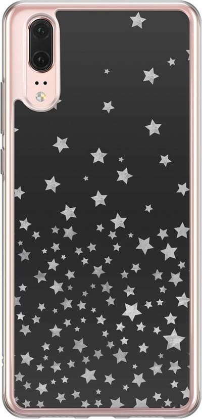 Casimoda® hoesje - Geschikt voor Huawei P20 - Falling Stars - Siliconen/TPU - Soft Case - Zwart - Sterren