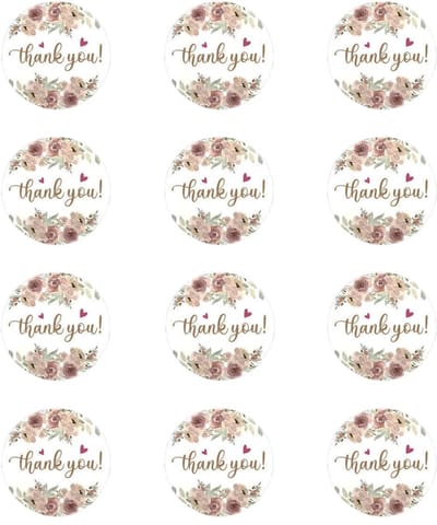 Dailygoods- Bedankstickers 120 stuks - Ronde Stickers - Bloemenstijl - Voor Verjaardag/Bruiloft/Doop - 5 cm x 5 cm - Voor Wenskaarten/Geschenkzakjes - Bedanklabels