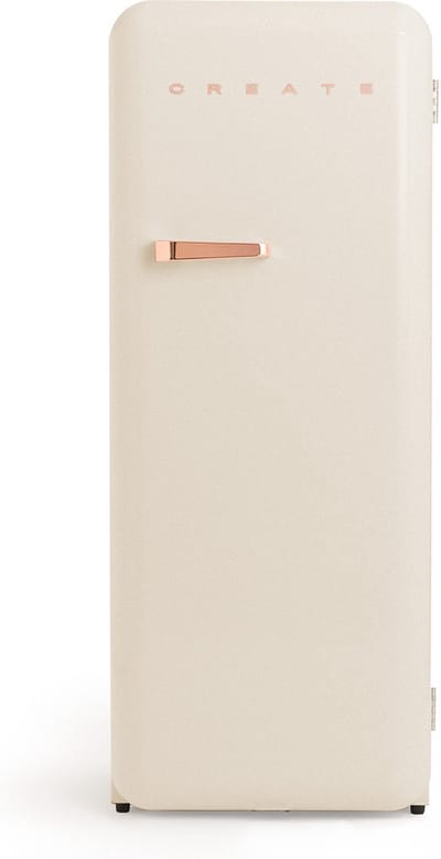 CREATE - Koelkast in retrostijl - Gebroken wit - Handvat Roségoud - FRIDGE RETRO 281L