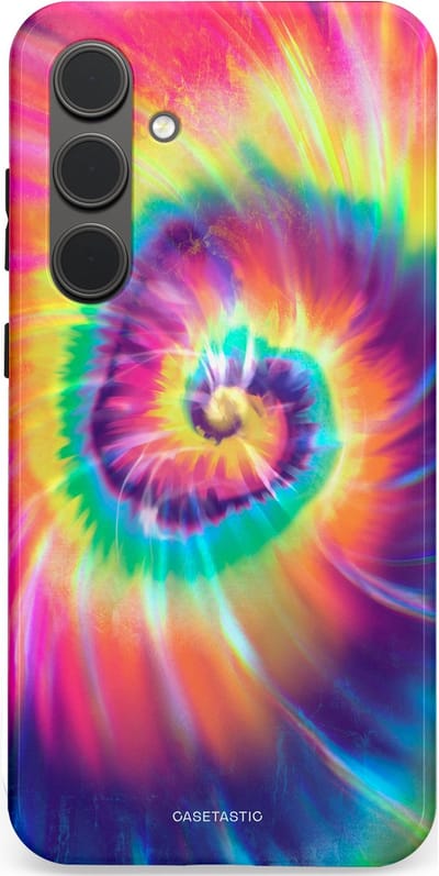 Casetastic hoesje geschikt voor Samsung Galaxy S24 Plus - Dubbellaagse bescherming - Kleurrijke draaikolk - Fashion Case - Donkerblauw Roze Goud Lavendel