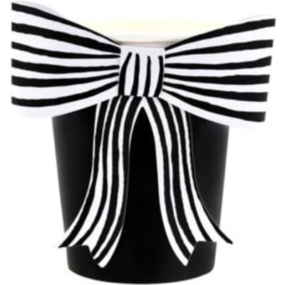Meri meri halloween bekers zwart/wit gestreepte strik