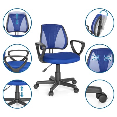 Kinder bureaustoel KIDDY CD Netstof donkerblauw hjh OFFICE