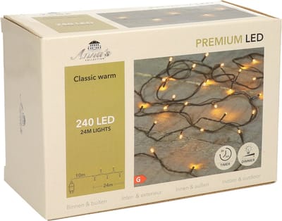 Anna's Collection Kerstverlichting 240 led lampjes - klassiek warm wit - 24 meter - lichtsnoer - timer - dimmer