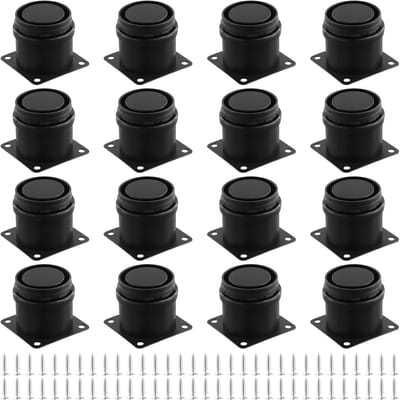 Set van 16 Verstelbare Meubelpoten Zwart Metaal 15 cm Hoogte Instelbaar