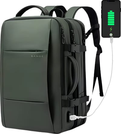 WoYoW® - Reistrugzak Heren - 17.3" Laptop - Uitbreidbaar - Waterdichte Mode-Rugzak - Zakelijke Rugzak School - Capaciteit 45L - Waterdicht - USB - Groente