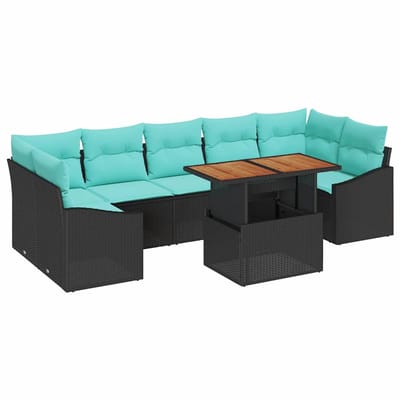 vidaXL - Tuinbank - Set - 8 - st - 7-Aantal - zitplaatsen - Zwart - en - Teal