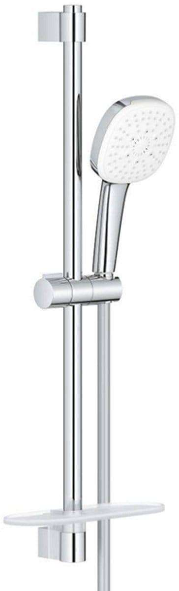 Grohe Tempesta 110 Cube Glijstangset - 60cm - vierkante handdouche - 3 straalsoorten - gladde doucheslang - met zeephouder - chroom