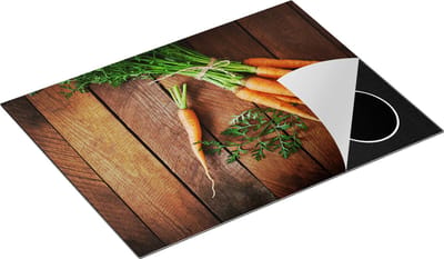 Chefcare Inductie Beschermer Wortels op Houten Planken - 70x50 cm - Afdekplaat Inductie - Kookplaat Beschermer - Inductie Mat