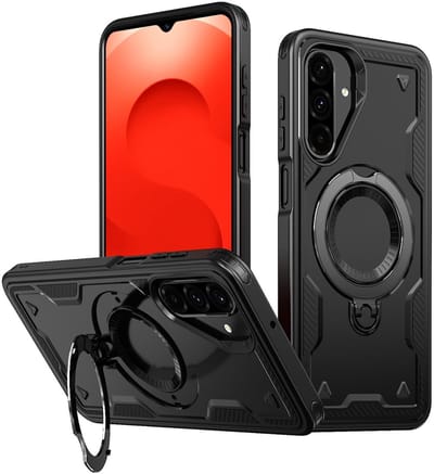 Hoesje geschikt voor Samsung Galaxy S25 FE - Phonesta MagLock Armor Back Cover met ring - Geschikt voor MagSafe - Zwart