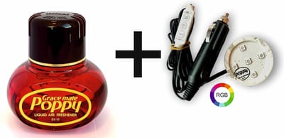 POPPY GRACE MATE® "Hibiscus" 150Ml.met RGB led verlichting - Poppy Luchtverfrisser - Luchtverfrisser Auto - Poppy luchtverfrisser vrachtwagen - Luchtverfrisser Huis - Wonen - Boot - WC