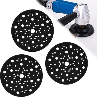 Beschermende Schijf Ø 150 mm met 70 Gaten - 3 Stuks Schuur- en Polijstschijven voor Excenterschuurmachines, Zachte Pad en Bevestigingsriem