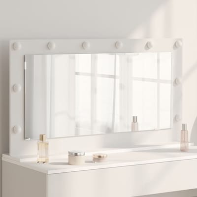 vidaXL - Make-up - Spiegel - Wit - 100 - x - 55 - x - 18 - cm - Glas - en - samengesteld - hout