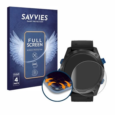 Savvies - Screenprotector voor Garmin Descent Mk2i - Folie Beschermfolie transparant volledig dekking 4 Stuks