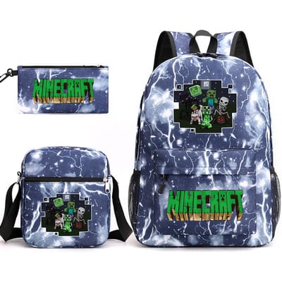 Minecraft Schooltas Game Merchandise Student Grote Capaciteit Print Drie Delige Schooltas Mannen En Vrouwen Three-piece set