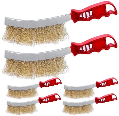 Handmatige Draadborstels Set van 6 - Stalen, Messing en Grillborstels voor het Verwijderen van Roest, Verf en Aanslag