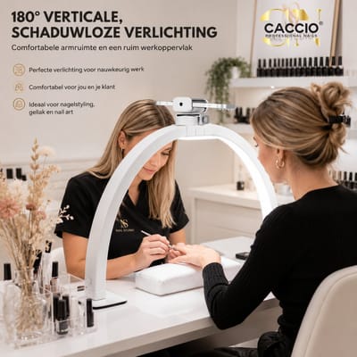 CACCIO®LED Nagellamp Bureau lamp – Tafellamp - Opvouwbaar – Schaduwloze Verlichting – 3 Lichtstanden – Dimbaar – Met Telefoonhouder – Wit - Voor Nagelstudio Nail Art Tattoo & Beauty – 75 cm lang - nagellamp led - manicure lamp nagelstudio verlichting