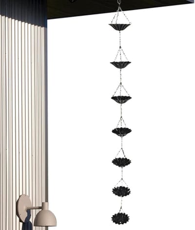 Regenkettingen Voor Dakgoten - Decoratieve Regenpijp Omleider - Waterafvoer Sturen - Stijlvolle Erosiepreventie - 94 cm Lengte - Zwart