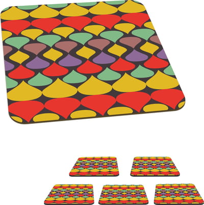 Onderzetters voor glazen - Vintage - Retro - Kleuren - Patronen - 10x10 cm - Glasonderzetters - 6 stuks