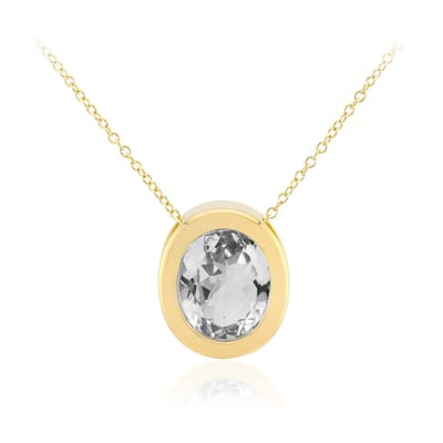 Cavill - Zilveren Halsketting - 925 Sterling Zilver Verguld - Witte Topaas 4 874 ct Ovaal - Elegante Vrouwensieraden 45 72 cm