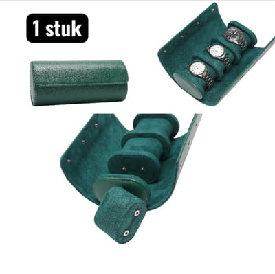1 stuk - Horlogeboxen - Reis Horloge Etui - Drie-Horloge Opbergdoos met Zacht Inleg - Compact & Lichtgewicht voor Veilig Transport - Anti-Kras en Stofvrij - Groen