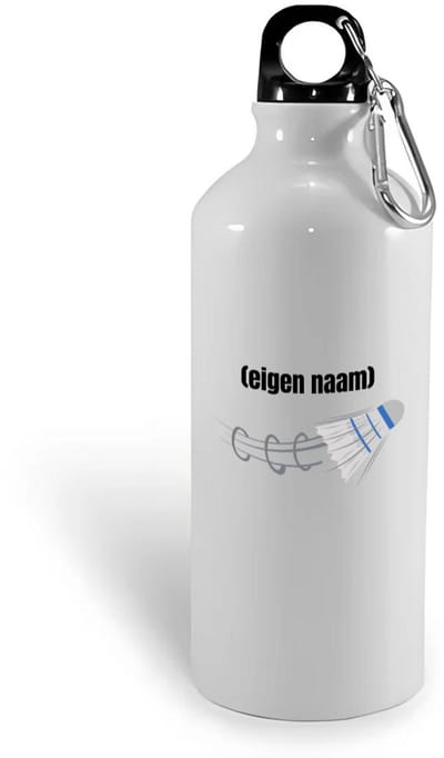 Hacebo® - badminton shuttle met eigen naam waterfles - Badminton - badmintonner - sport - verjaardag cadeau - kado - geschenk - water fles - 400ML