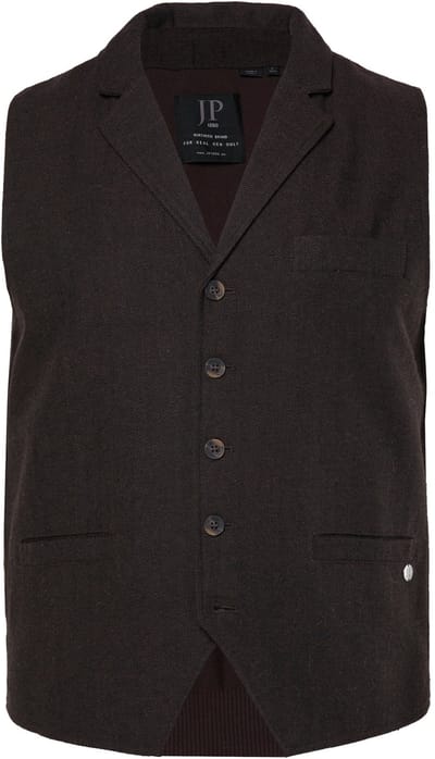 JP 1880 - Heren - Tweed gilet FLEXNAMIC® revers gebreide achterkant - Donkerbruin - Maat 3XL