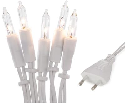 Mini Lichtketting voor Binnenverlichting - Kerstverlichting met 20 Heldere Warmwitte Lampjes - 2,85 m Lange Snoer met Witte Kabel