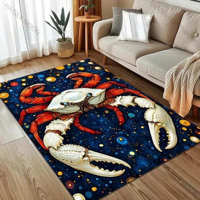 Tapis de dessin animé imprimé crabe ciel étoilé fantastique pour salle de jeux d'enfants, tapis de jeu doux antidérapant pour chambre de garçon fille, cadeau 40x60cm (16x24in) white