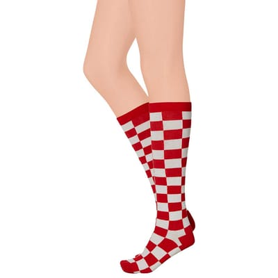 Apollo - Kniekousen brabant rood/wit - Maat 36/41 - Kniekousen dames - Kniekousen carnaval - Kniekousen - Carnaval accessoires - Carnaval - Feestkleding