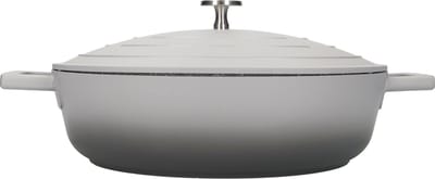 MasterClass Ondiepe Braadpan met Deksel - Lichtgewicht Gegoten Aluminium Geschikt voor Inductiekookplaat en Oven Ombre Grijs