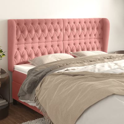 vidaXL - Hoofdbord - met - randen - 203x23x118/128 - cm - fluweel - roze