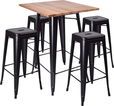 Bartafel + barkrukken Vintage Tolix - zwart - set van 4 inclusief tafel
