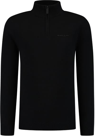 Ballin Amsterdam - Jongens Regular fit Knitwear Half Zip LS - Black - Maat 12