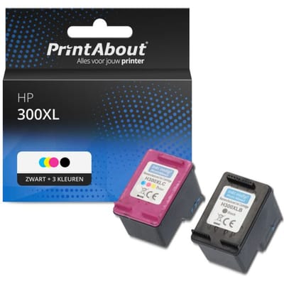 PrintAbout huismerk Inktcartridge 300XL (CC641EE) Zwart + 3 kleuren Multipack Hoge capaciteit Geschikt voor HP