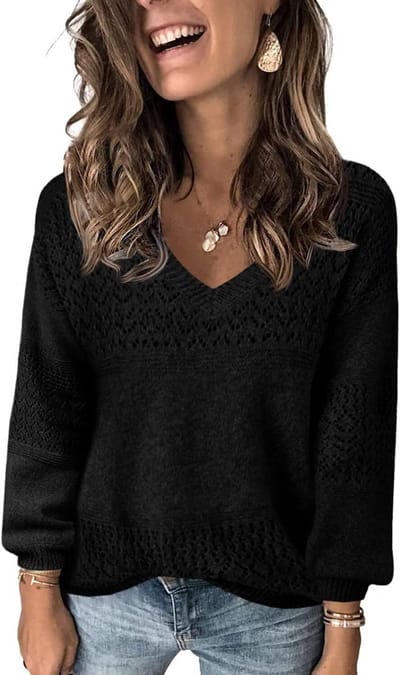 Dames V-hals gebreide trui lange mouwen casual sweater
