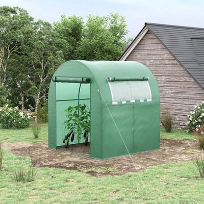 MODFU - Foliekas - Open Ontwerp Met Oproldeur En Zijraam - Stalen Frame - Groen - 180 X 180 X 200 Cm