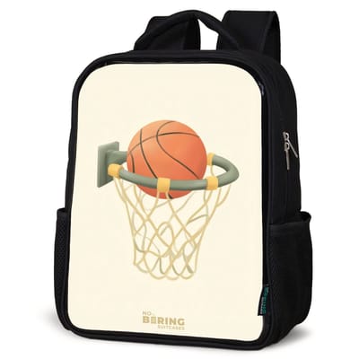 NoBoringSuitcases.com® - Rugzak zwart - Schooltas jongen & meisje - Basketbal in neutrale kleuren - Rugtas voor school - Boekentas kind - Schoolrugzak - Kinderrugzak