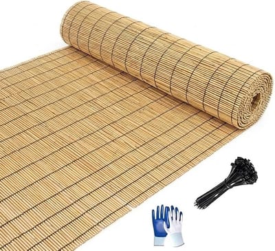 Rietscherm Bamboe Rol - Privacy Scherm - Buitenruimte Afschermen - Ademend Zonwering - 180x500cm - Natuurlijk