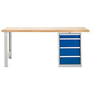 TOP-werkbank, Werkbank met kast, 4 schuifladen, basiseenheid, 2000 mm breed