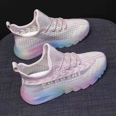 Dames Regenboog Jelly Zachte Zool Mesh Schoenen Zomer Mesh Ademende Sport Vrije Tijd Hardloopschoenen Joggen Fitness Schoenen 35 roze