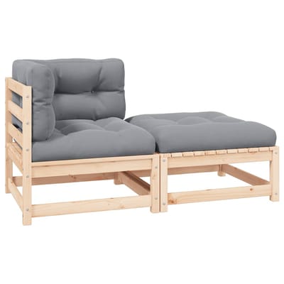 vidaXL - 2-delige - Loungeset - met - kussens - massief - grenenhout