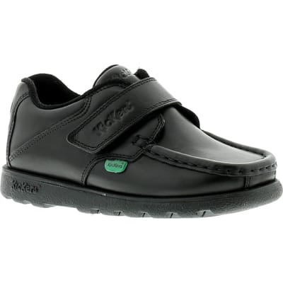 Kickers Jongens school schoenen Fragma Strap3 peuter leer klittenband zwart