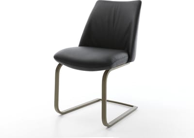 Sledestoel Elso-Flex sledemodel vlak afwerking met titanium echt leer zwart pocketveer kern