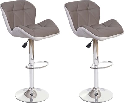 Set van 2 barkrukken MCW-A92, barkruk tegenkruk, in hoogte verstelbaar kunstleer ~ taupe-grijs