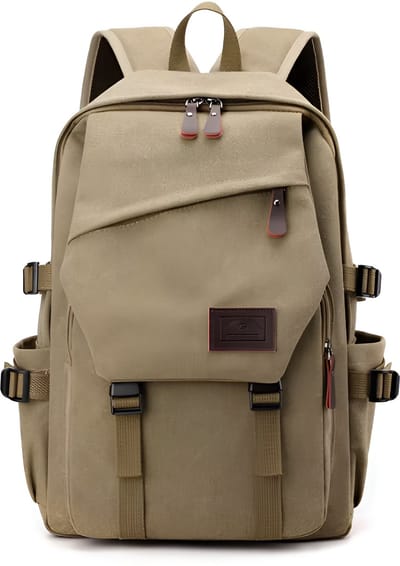 CarryQuest® - Reisrugzak Heren - Grote Capaciteit + Verstelbare Schouderbanden - Duurzaam Canvas - Khaki