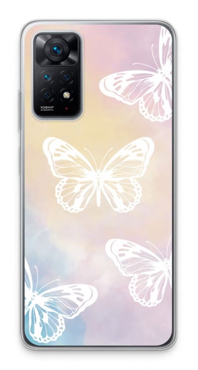 Case Company® - Hoesje geschikt voor Xiaomi Redmi Note 11 Pro hoesje - White butterfly - Soft Cover Telefoonhoesje - Bescherming aan alle Kanten en Schermrand