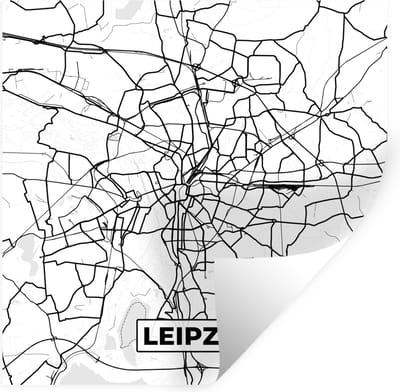 Muurstickers - Sticker Folie - Leipzig - Plattegrond - Kaart - Stadskaart - 100x100 cm - Plakfolie - Muurstickers Kinderkamer - Zelfklevend Behang XXL - Zelfklevend behangpapier - Stickerfolie